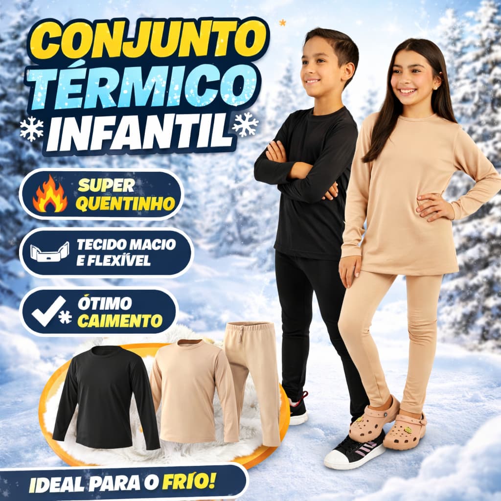 Conjunto Termico Peluciado Infantil Quentinho para Frio Unissex