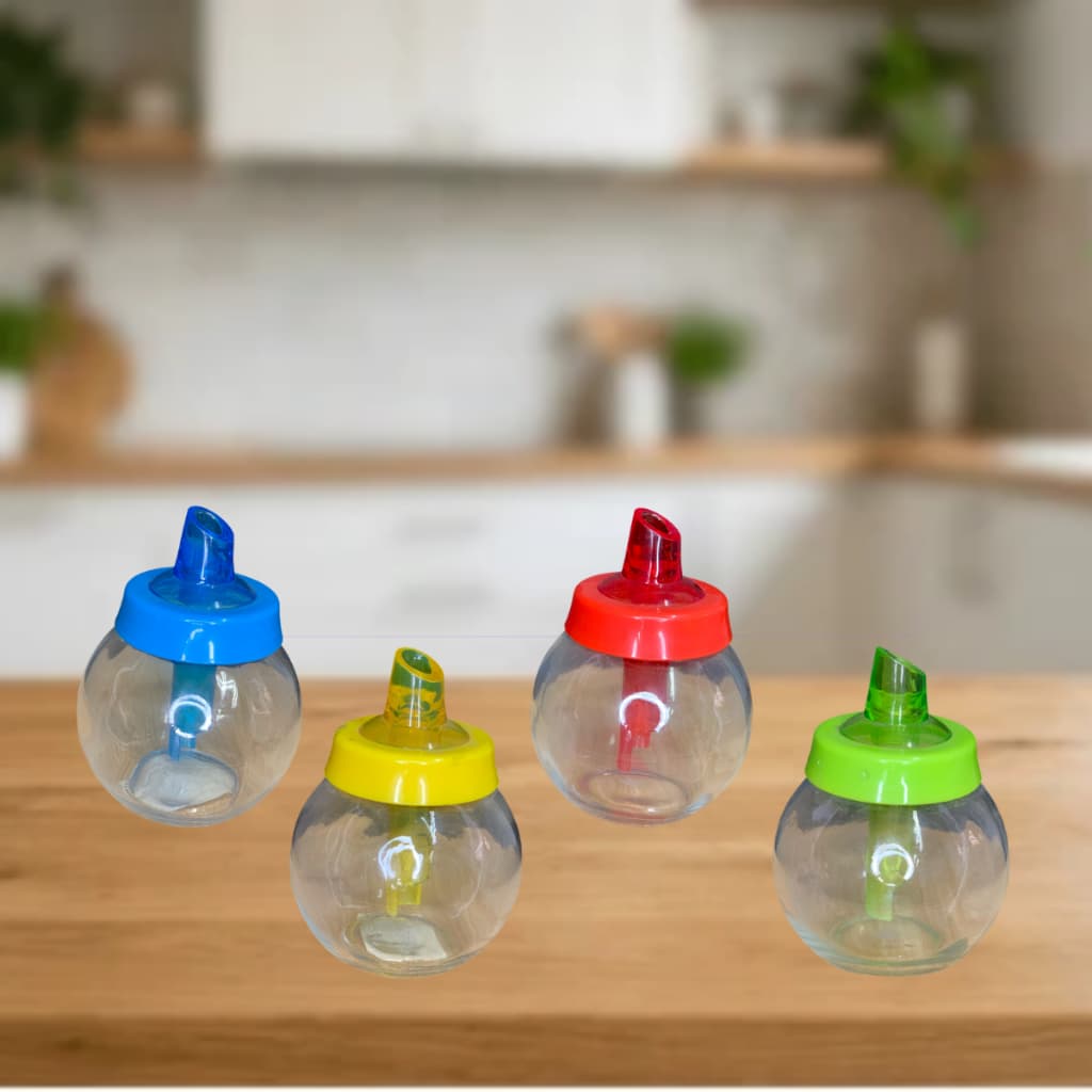 Pote 200ml Mini Açucareiro  Vidro Bico Dosador Porta Açúcar Boiões De Vidro Redondo