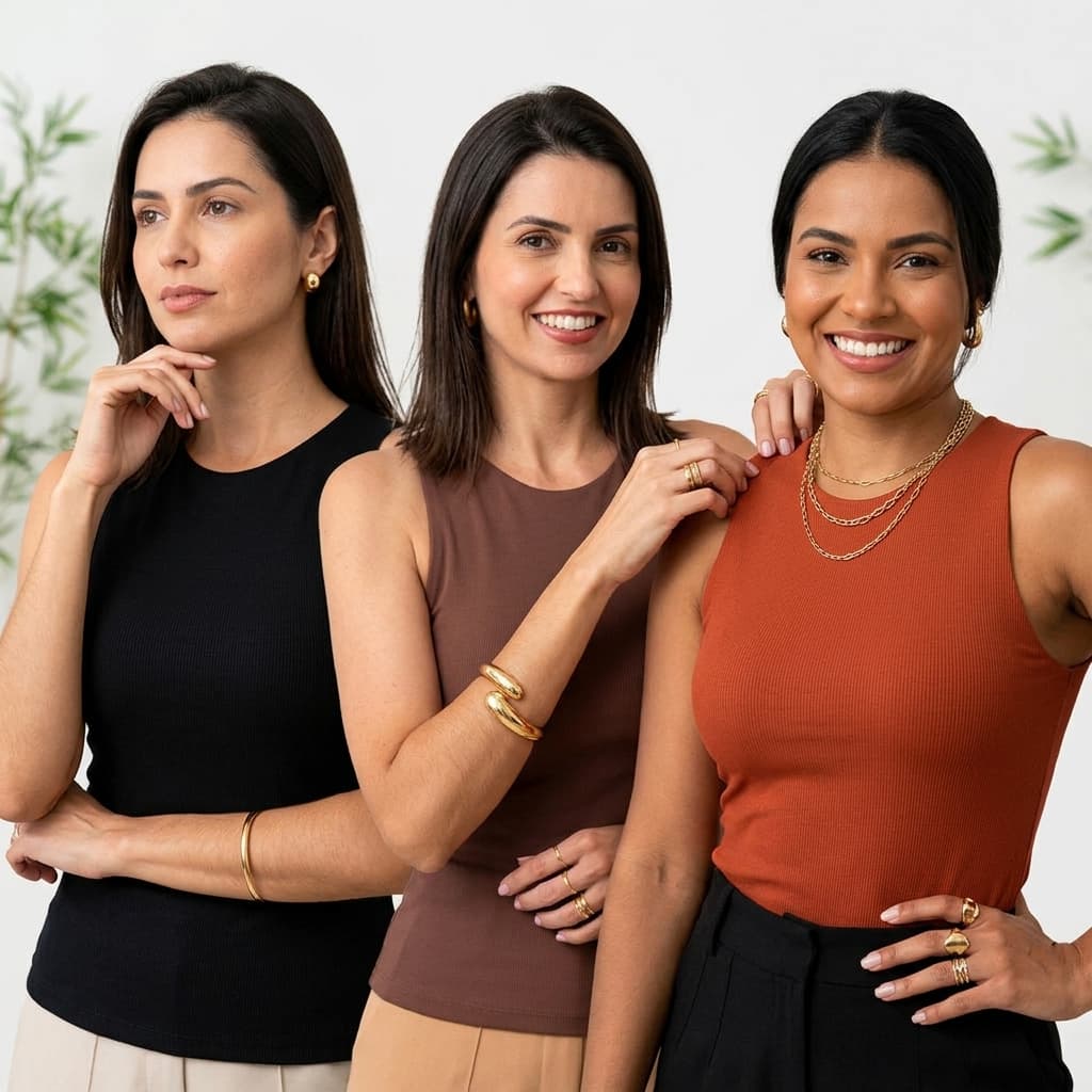 Kit 3 Regatas Blusinha Básica Suplex Duplo  Moda Tendencia Blogueira