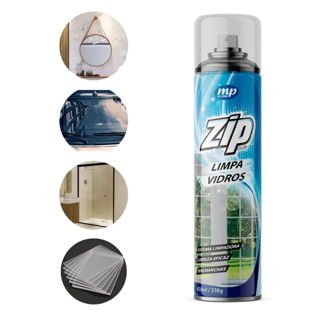 Limpa Vidros Zip 400ml – Brilho e Transparência Instantânea, Remove Manchas e Gordura