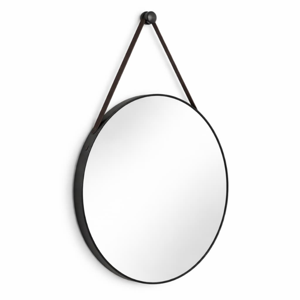 Espelho Redondo Adnet 50cm  40cm  30cm Com Alça de Couro  Design Elegante para Sala Quarto ou Banheiro