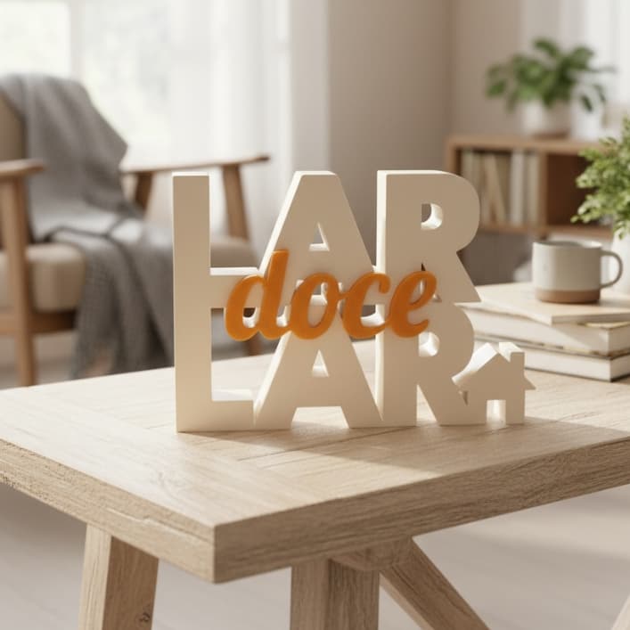 Placa Decorativa Lar Doce Lar Letreiro Para Casa Sala Quarto Enfeite Mesa Estante Decoração Moderna