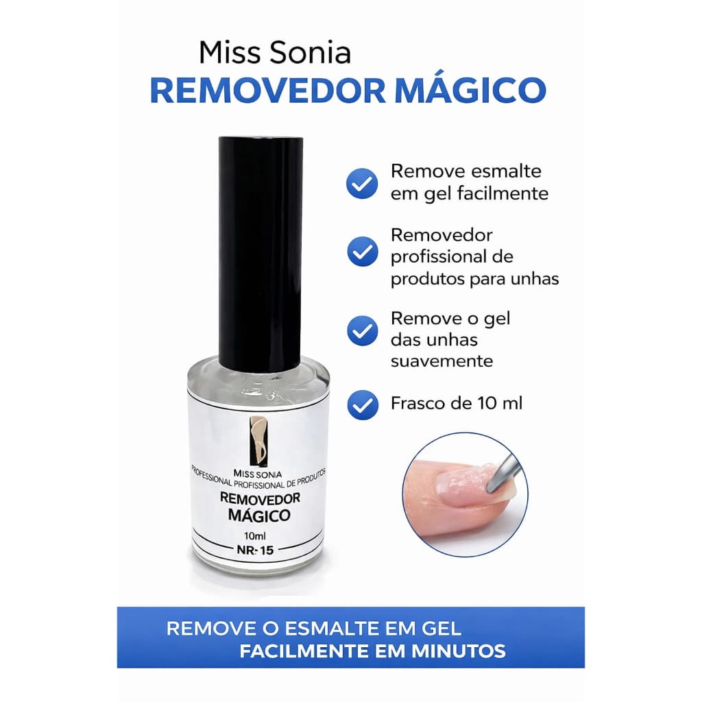 Removedor Esmalte Em Gel Magic Remover Miss Sonia 10ml