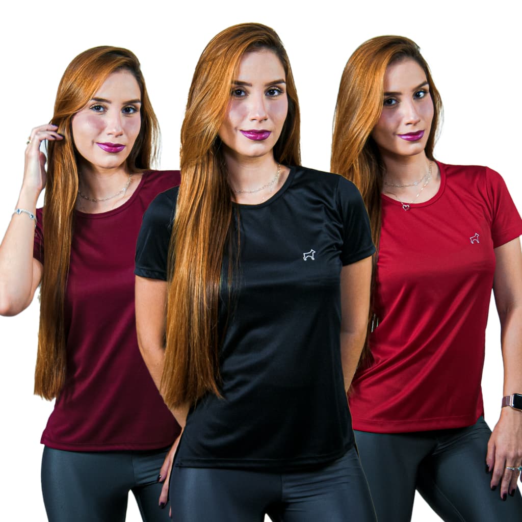 Kit 3 Camisetas Dry Fit Parvori Feminina Sobre Legging Tapa Bumbum - Treino Esportes Academia Corrida