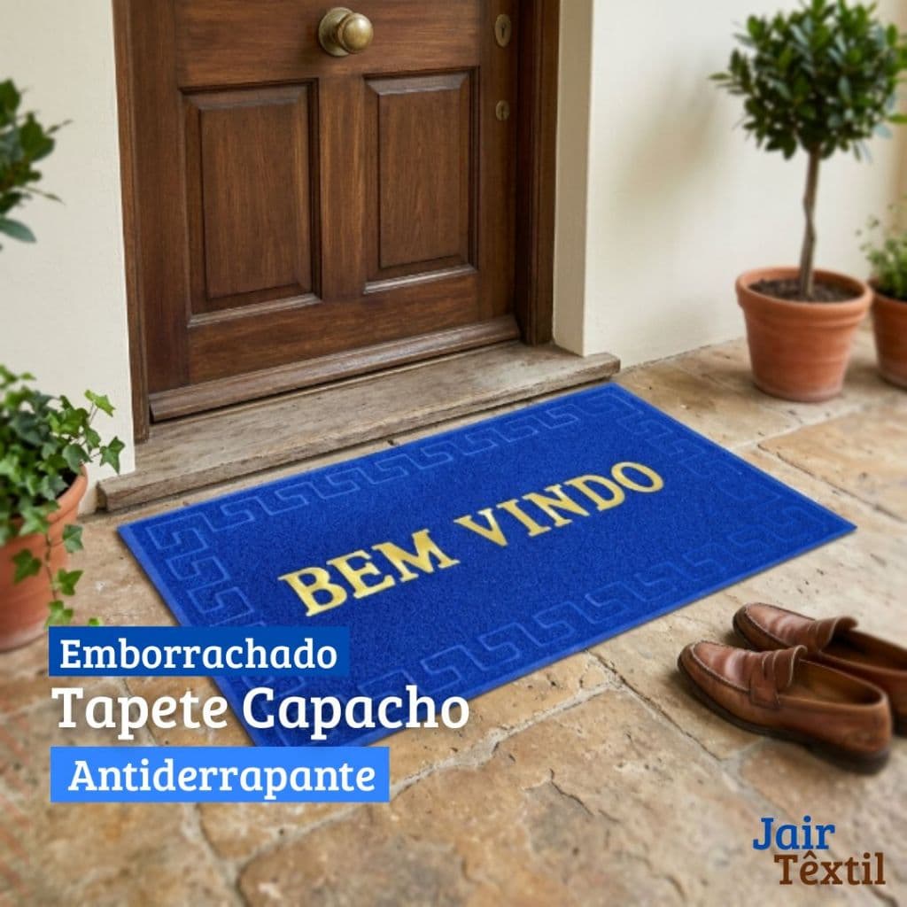 Tapete Antiderrapante Bem-Vindo Para Porta e Decoração de Entrada