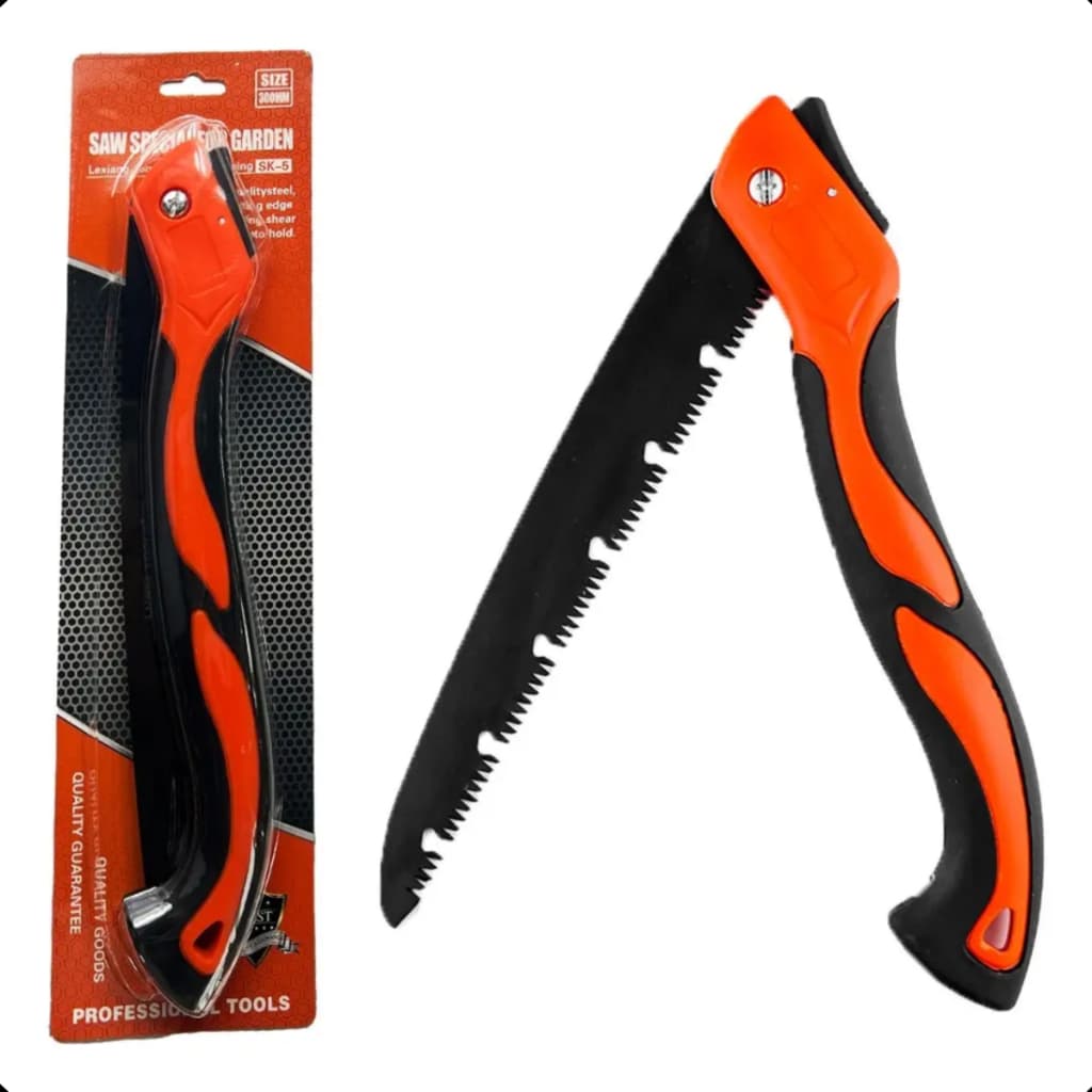 Serrote De Poda Dobrável 18cm Profissional Lâmina Aço Carbono Cabo Emborrachado Trava Segurança