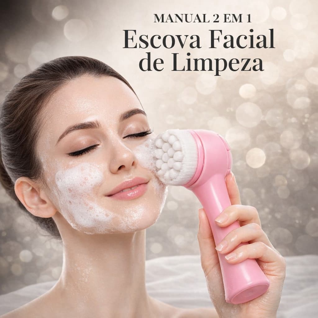 Kit Escova Facial de Limpeza 2 em 1 + Sabonete Facial Higienização Profunda Pele Lisa e Radiante