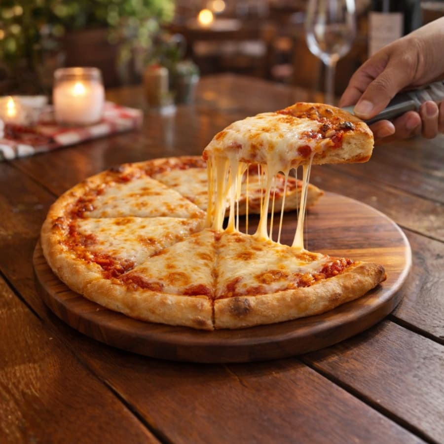 Tábua de Pizza 40cm Madeira Teca 10 Pedaços Resistente Premium Profissional Pizzaria Restaurante