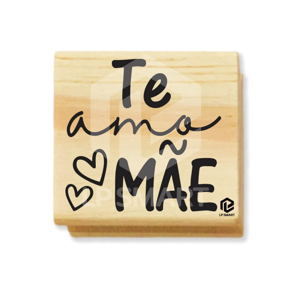 Carimbo Dia das Mães - Te amo mãe corações - 4cm x 4cm - CDM011