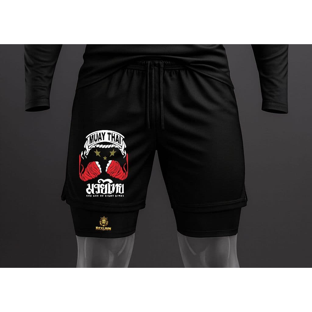 Bermuda Calção Muay Thai Com Forro Compressão lutador dry fit e lycra