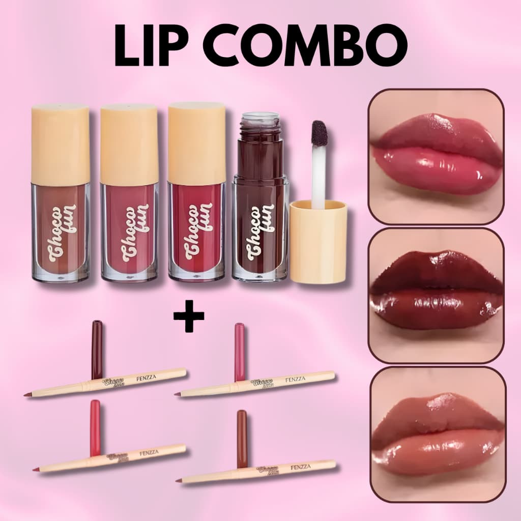 Lip Combo Tint Cream + Lápis Contorno Labial Retrátil Choco Fun Fenzza