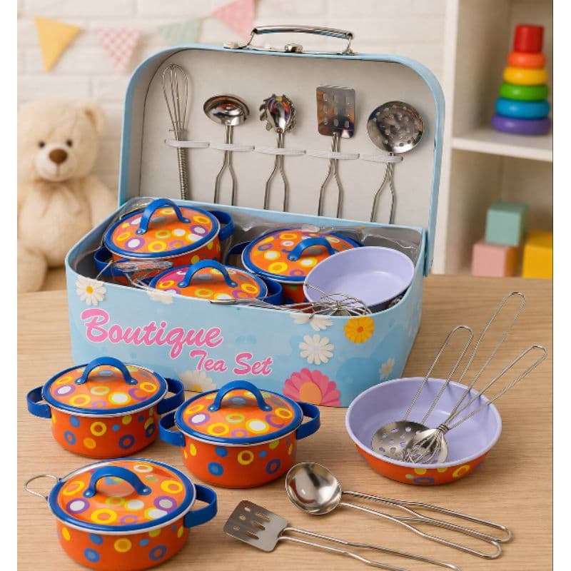 🔥 Kit Panelinhas Infantil Completo com Maleta + Utensílios Inox – Brinquedo de Cozinha Educativo com Acessórios