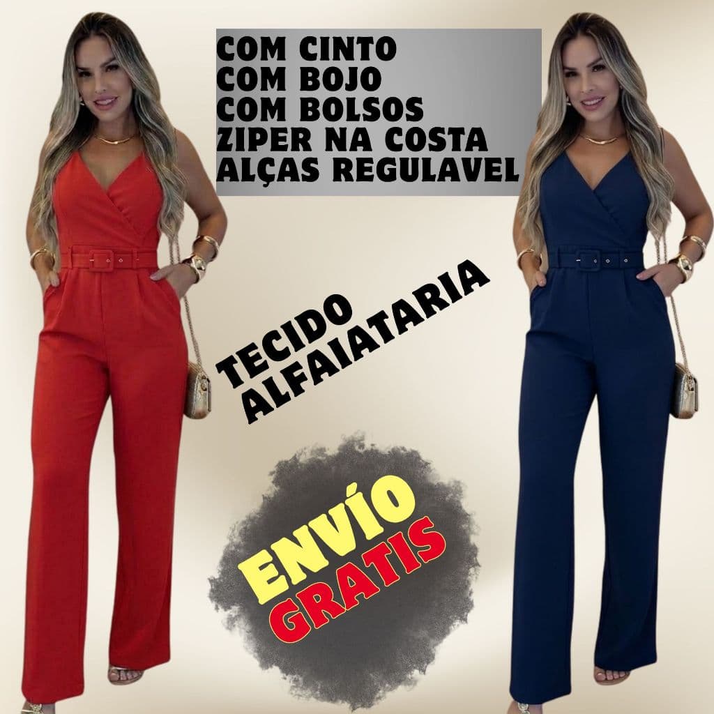 Macacão Social Feminino Alfaiataria Pantalona com Cinto | Look Chique para Trabalho ou Festa