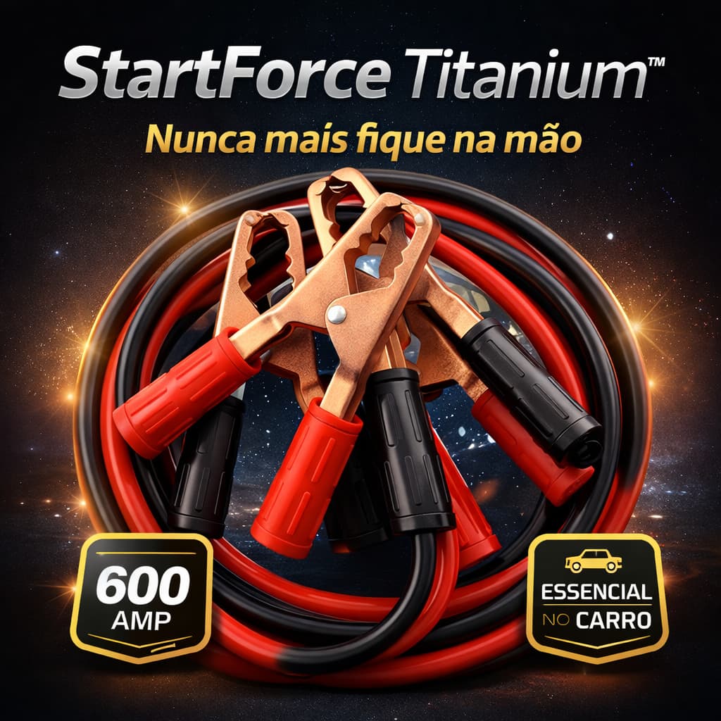 Cabo Chupeta Automotivo 600A 2,5m StartForce Titanium™ Alta Potência Partida Emergencial Bateria Carro Moto Reforçado