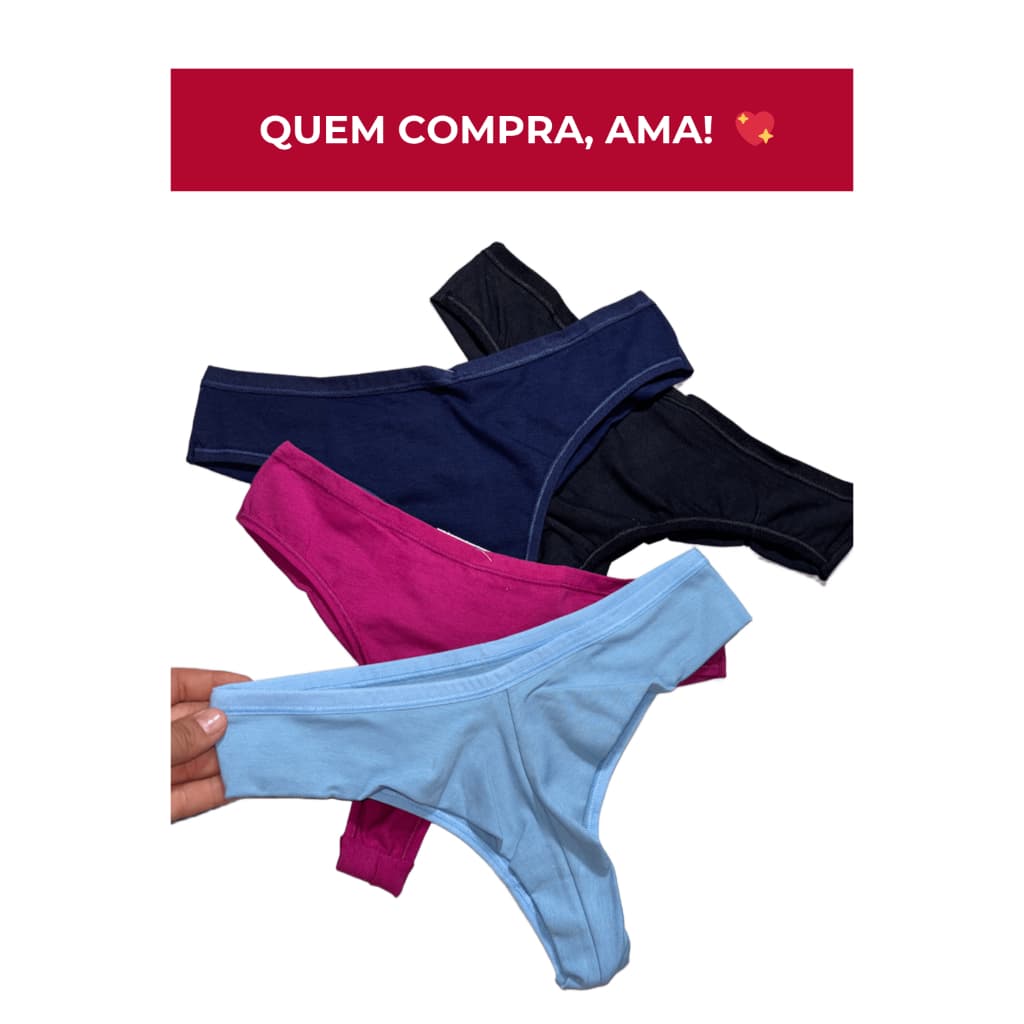 Kit Calcinha Fio Dental Algodão antialergico duplo para o dia a dia queridinha das clientes