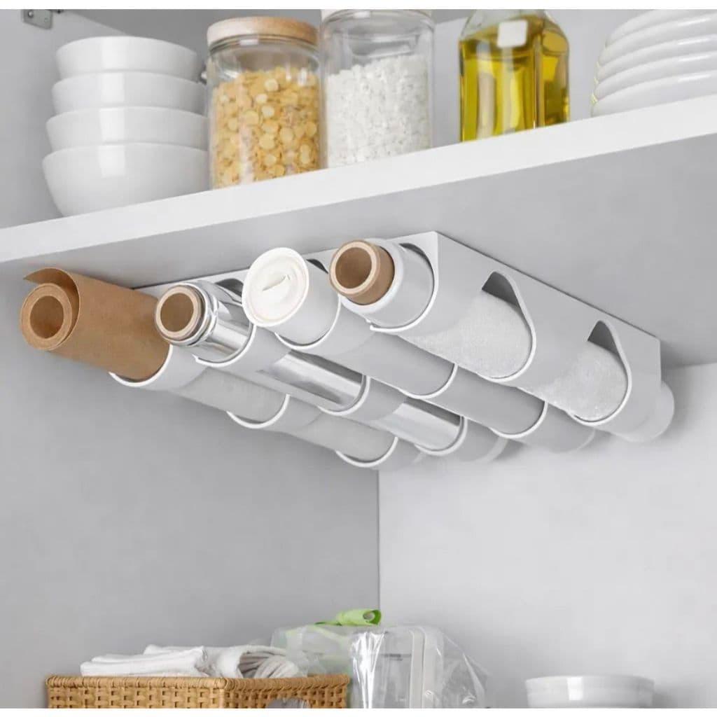 Porta Rolo Duplo Organiza Dispenser Cozinha Aluminio Filme