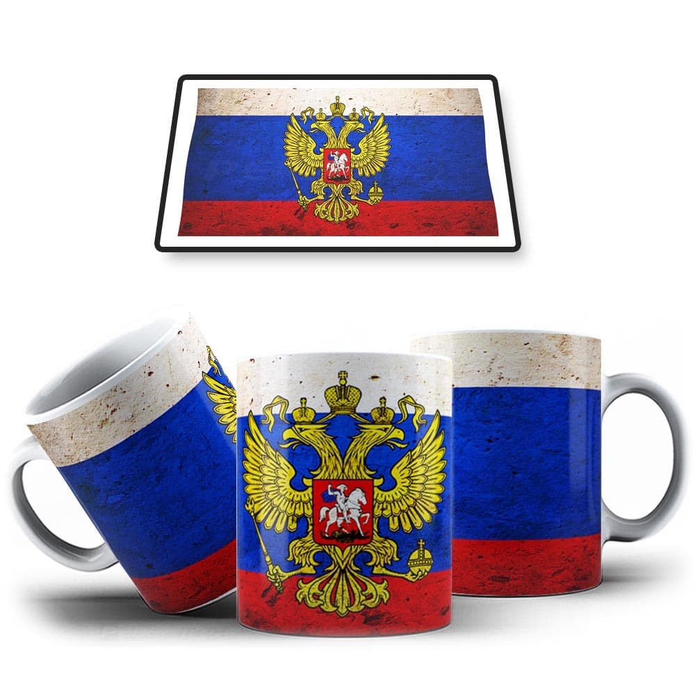 Caneca Bandeira da Rússia Xicara Lembrança Souvenir Russo Россия Flag Russia Presente Russo