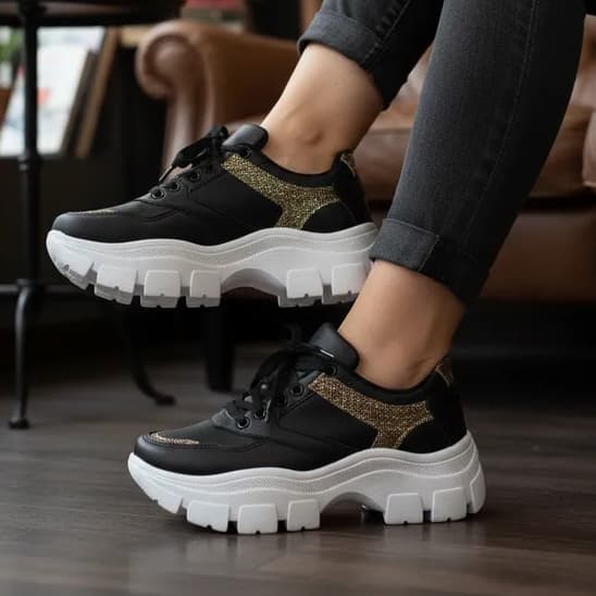 Tênis Feminino Plataforma Estilo Blogueira Chunky Adulto Conforto Incomparável em Cada Passo