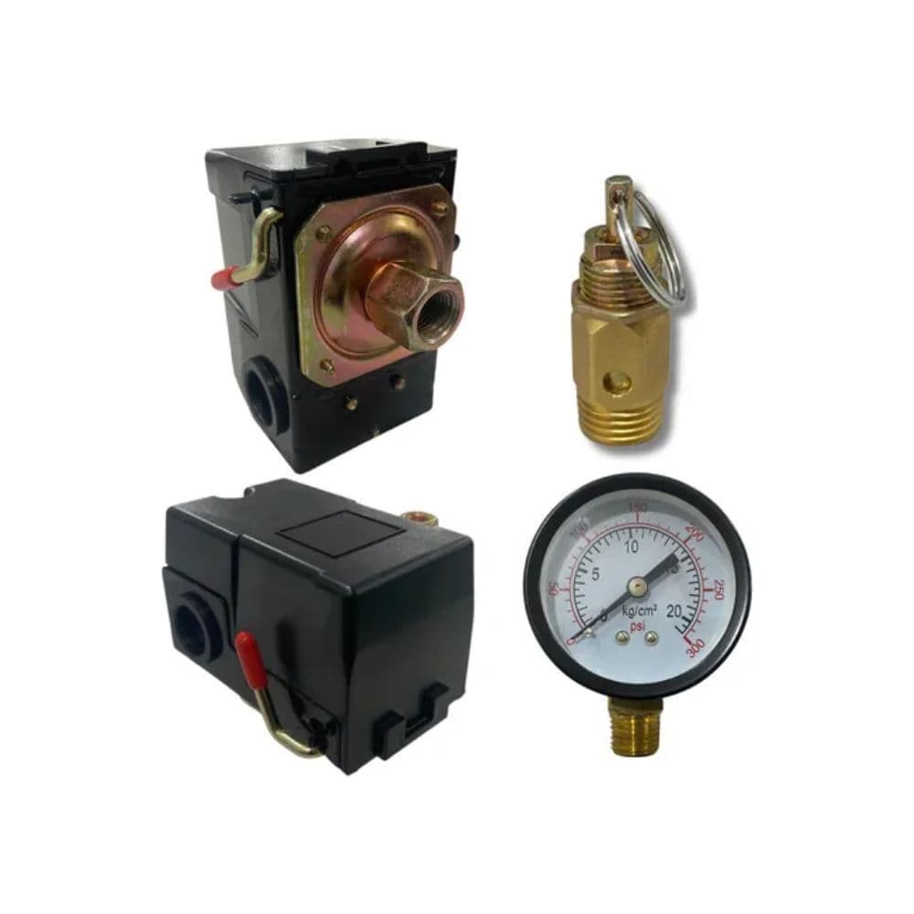Kit Automático 80/120psi 1 Via Manômetro Válvula de Segurança 125 psi