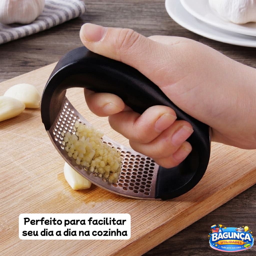 Triturador de Alho Manual em Aço Inox | Espremedor de Alho Profissional Fácil de Usar