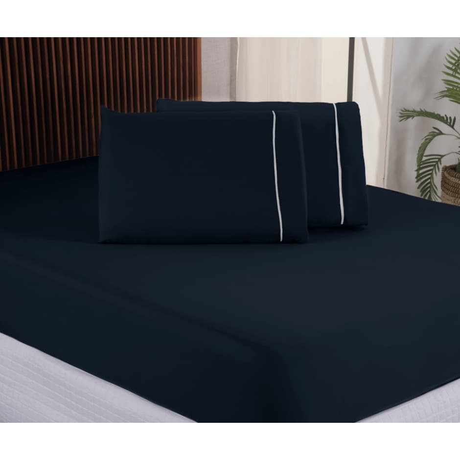 Lençol Queen com Elástico Micro Percal Toque Suave + Fronhas Elegantes