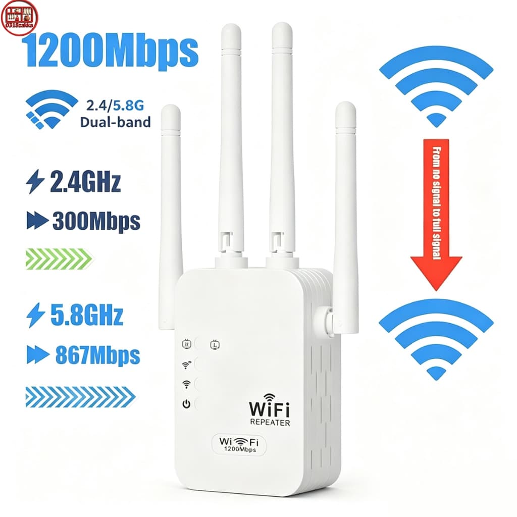 📶Repetidor WiFi 1200Mbps Cobertura 50 Metros Banda Dupla 110/220V Universal -G8
