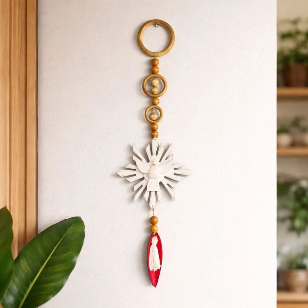 Penca Espírito Santo Decorativo Em Madeira Colar De Parede De Mesa Resplendor Natural