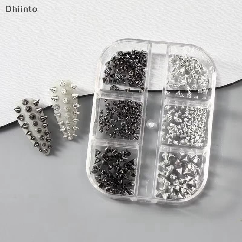 Kit Luxo Tachas Spikes Metalizadas para Nail Art decoração meia pérola metalizada