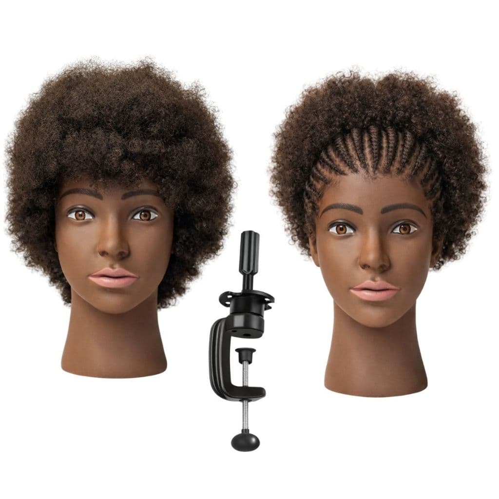 Cabeça De Treino Feminina Afro 100% Humano Crespo + Suporte