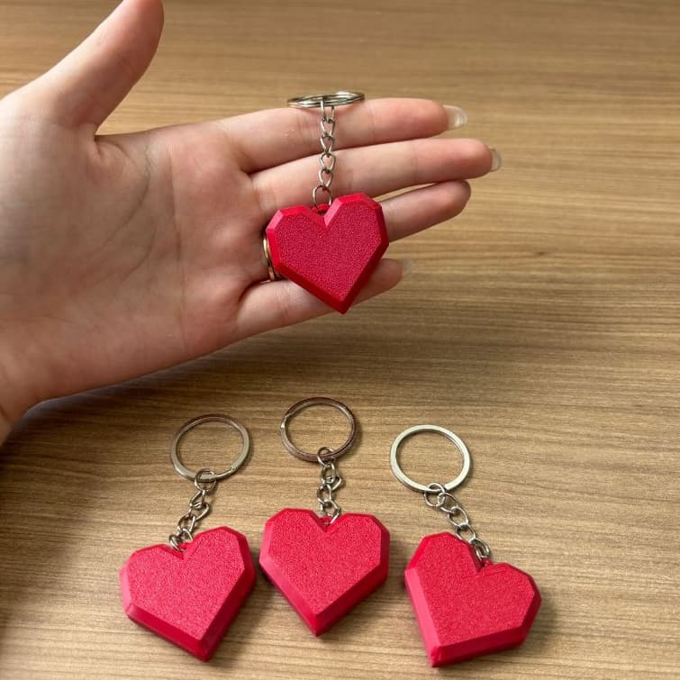Chaveiro Coração Vermelho 3D Acessório Mochila Bolsa Chaves Presente Romântico Criativo Amor