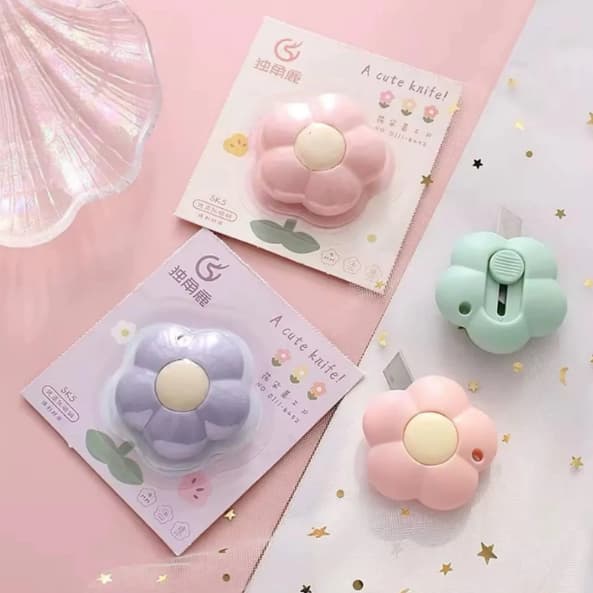 Mini Estilete Fofo Flor Rosa - Papelaria Kawaii
