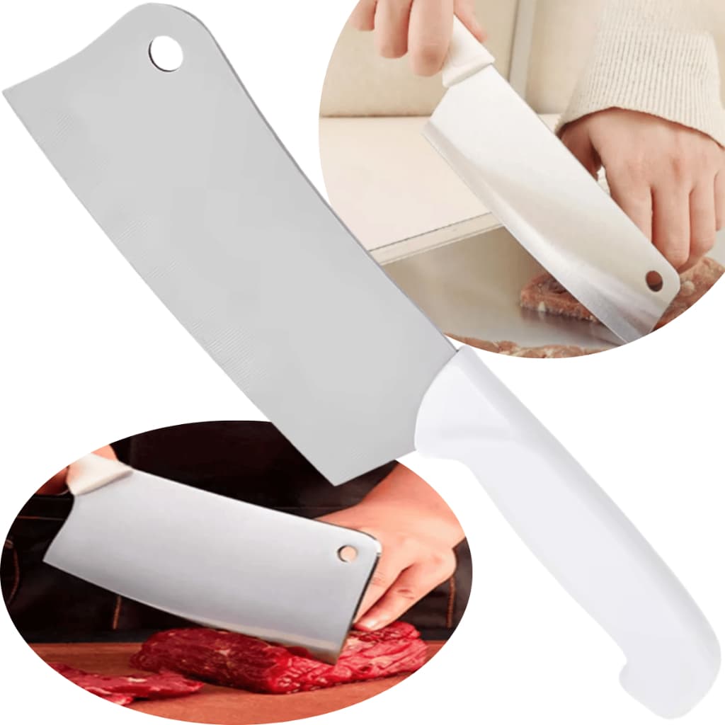 Cutelo 6 Aço Inox Cabo Branco Machadinha Açougue Cortar Carne Ossos Desossar Cozinha Profissional