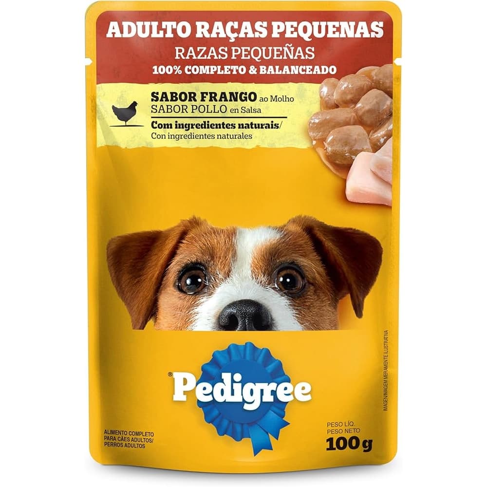 kit 3 Pedigree Sachê Frango ao Molho - Ração Úmida Para Cachorros Adultos, Raças Pequenas, 100g