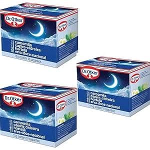 Chá de Camomila, Capim Cidreira, Hortelã e Erva Doce, Kit com 3 Caixas, Sem Cafeína, 150g, Dormir Bem