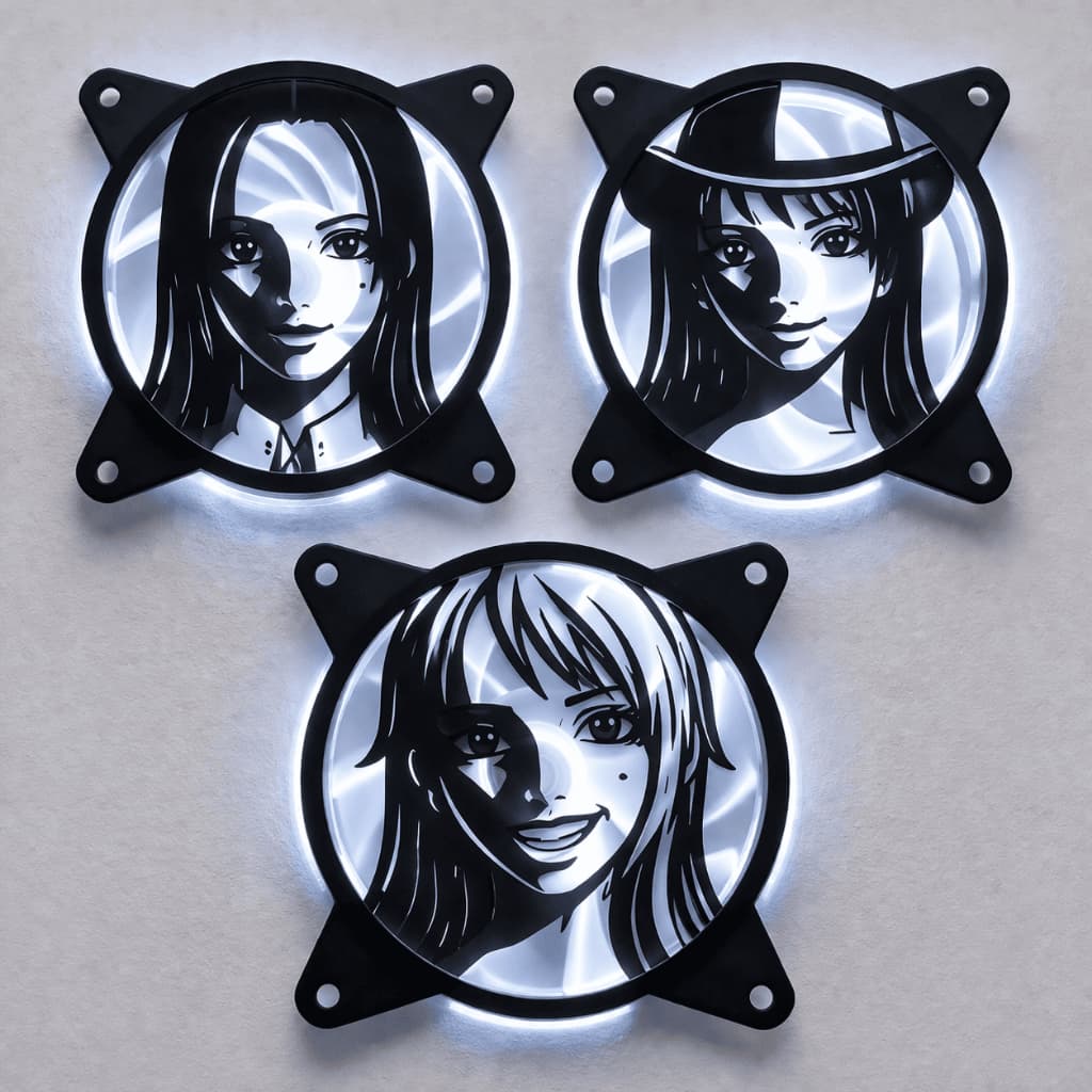 Kit Grelha Fan One Piece Nami Nico Robin Boa Hancock Pc Gamer Setup Decoração