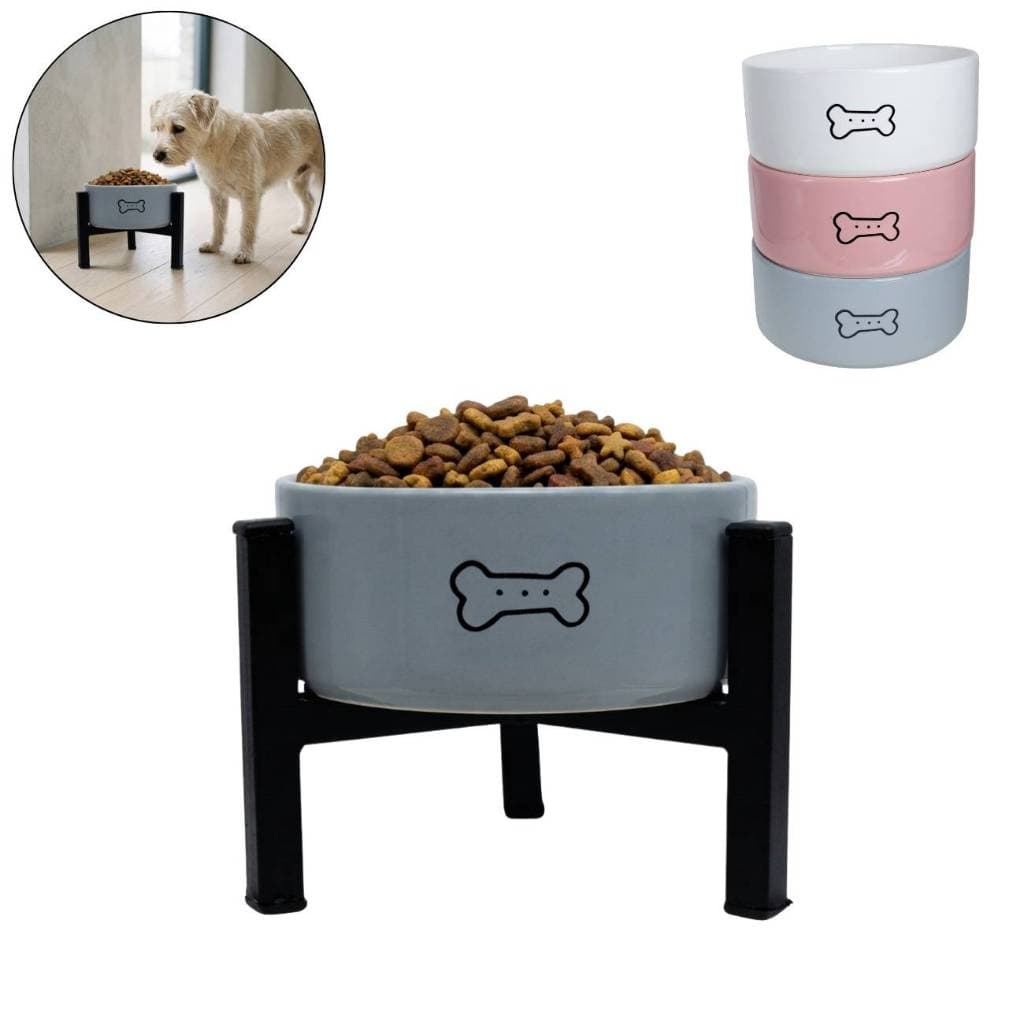 Comedouro Ceramica Elevado 750ML Para Cachorro Gato Premium