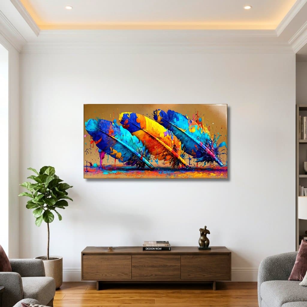 Quadro Decorativo "Penas" em Acrílico com Impressão UV