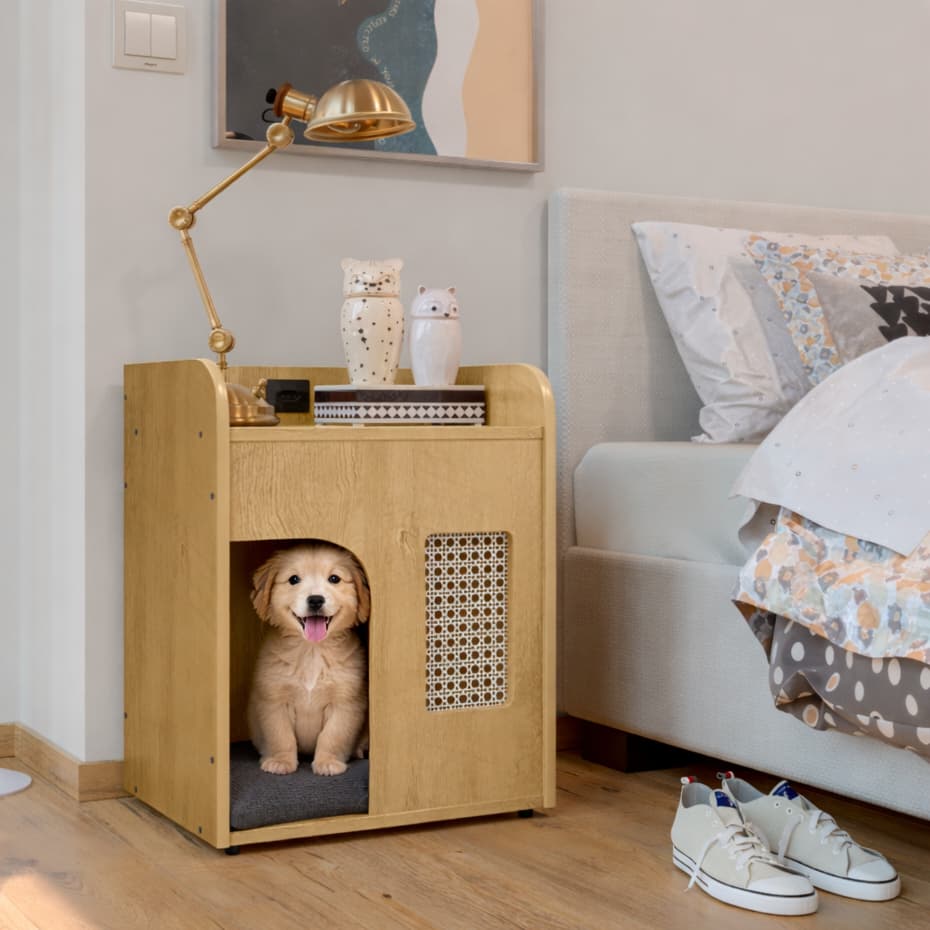 Mesa De Cabeceira Para Pet Casinha De Cachorro Gato Moderna Clean -Cor Cinamomo