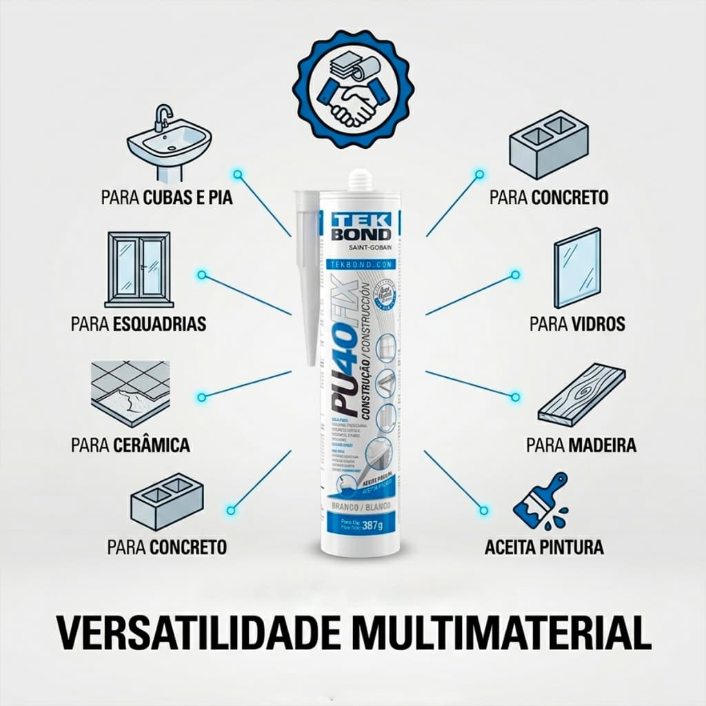 Silicone Adesivo Selante Pu 40 Fix Branca Tekbond Construção