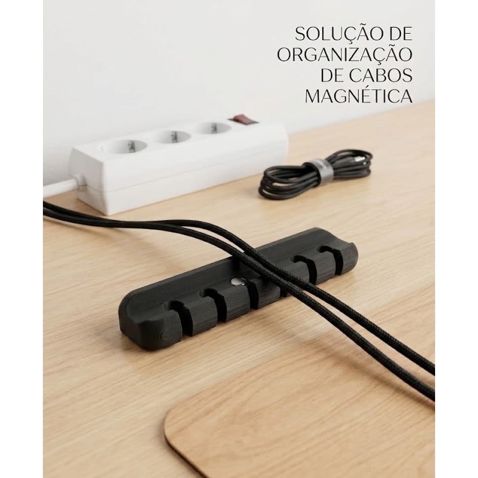 Organizador de Cabos Adesivo para Mesa 5 Peças Compacto Anti Bagunça para Home Office e Setup Gamer