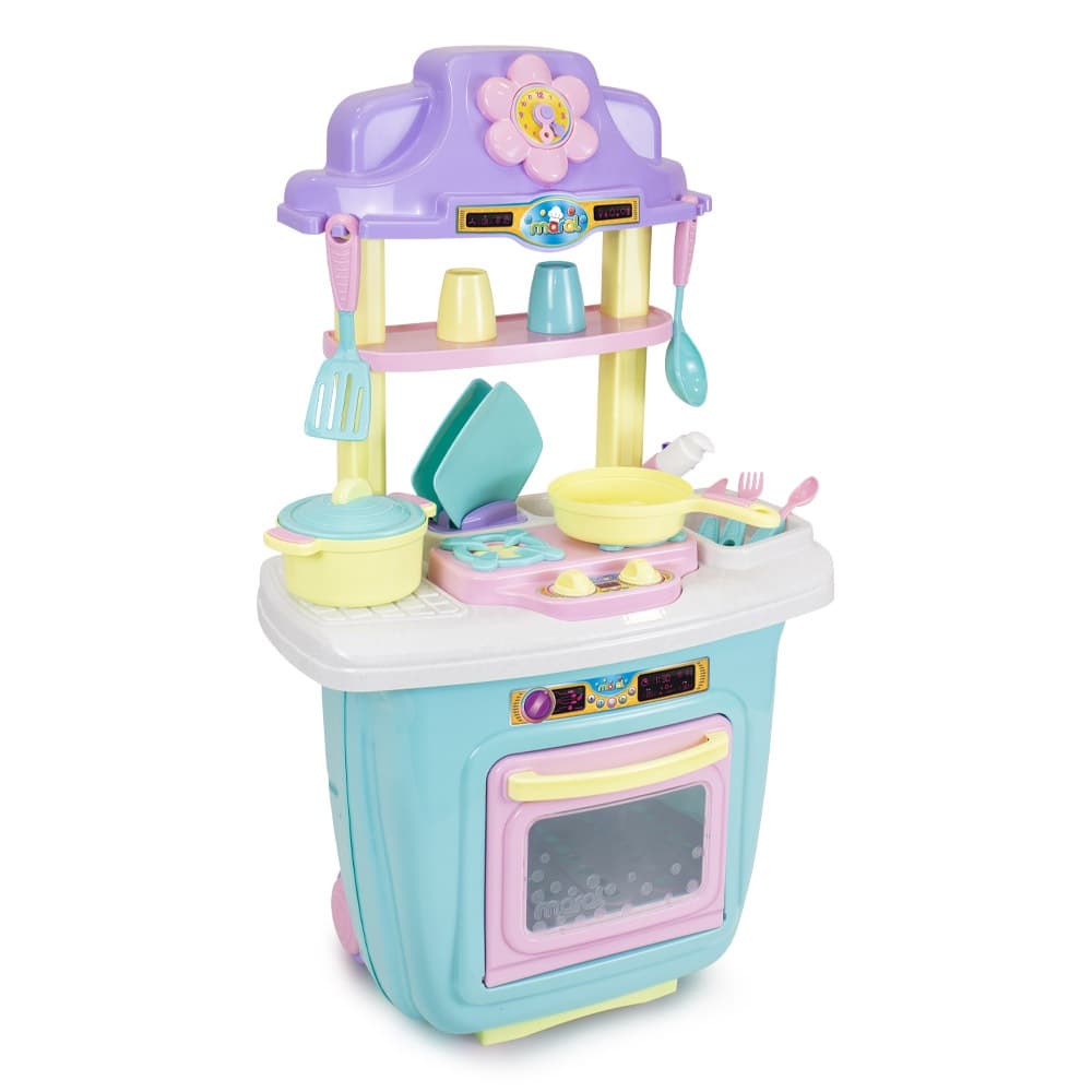 Cozinha Infantil Portátil Maral Candy Colors Completa com Forno Pia e 16 Acessórios