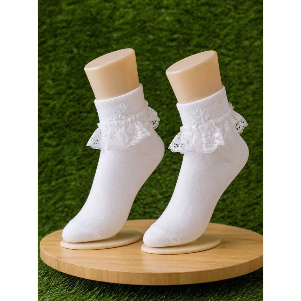 Meia Infantil Flor Social Batizado Confortavel Luxo