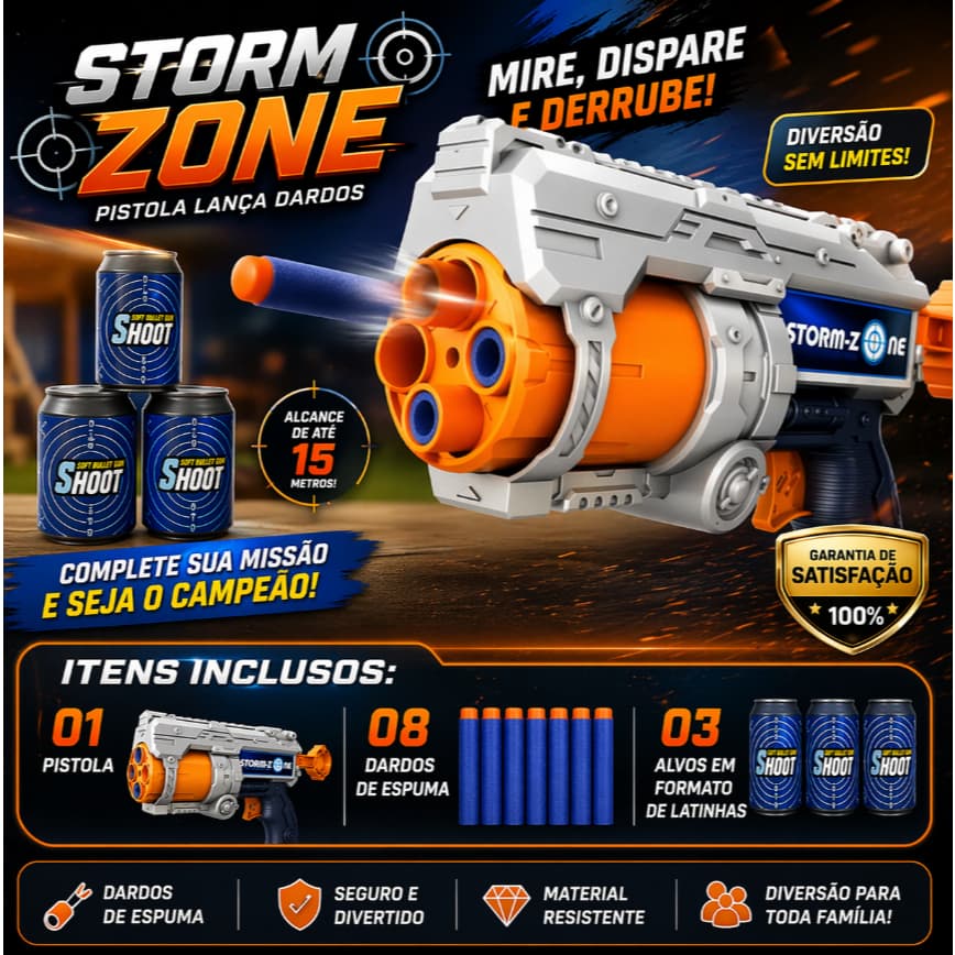 Pistola Nerf Lança Dardos Brinquedo  12 Peças Sortida Tiro Seguro Brincadeira Infantil