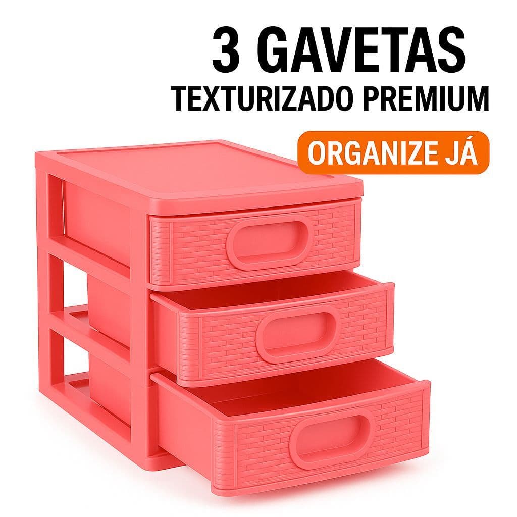 Gaveteiro Texturizado De Mesa Micro Organizador Multiuso 3 Gavetas Monte Libano