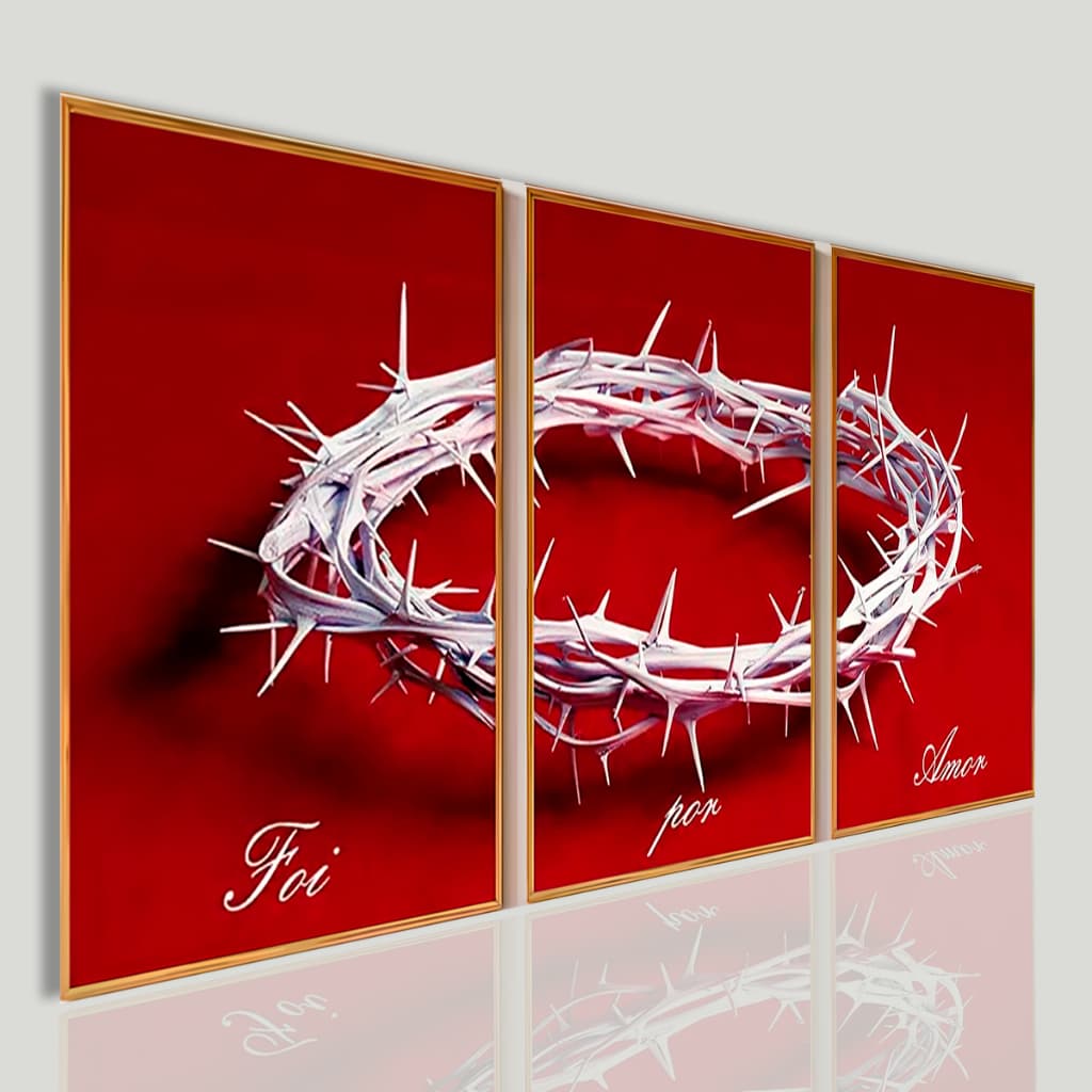 Kit quadros decorativos 3 peças, Coroas de espinhos, Foi por amor