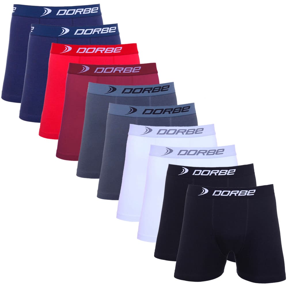 Kit 10 Cuecas Boxer Algodão Dorbe Não Enrola Original Masculina Cueca Cotton Masculino Antialérgico
