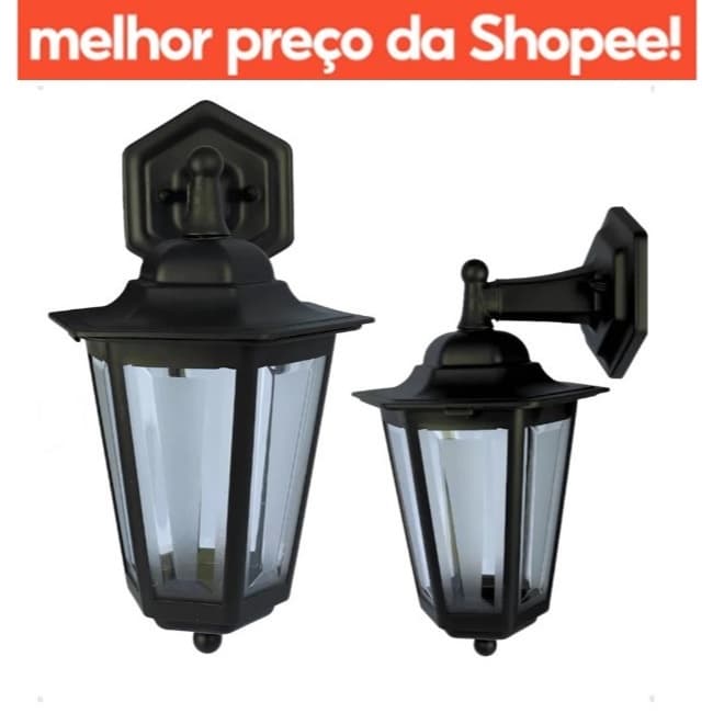 Kit 3 ARANDELA Luminária SEXTAVADA Preta Bivolt 110v 220v Colonial Decorativa Parede Vidro Liso E27 Top