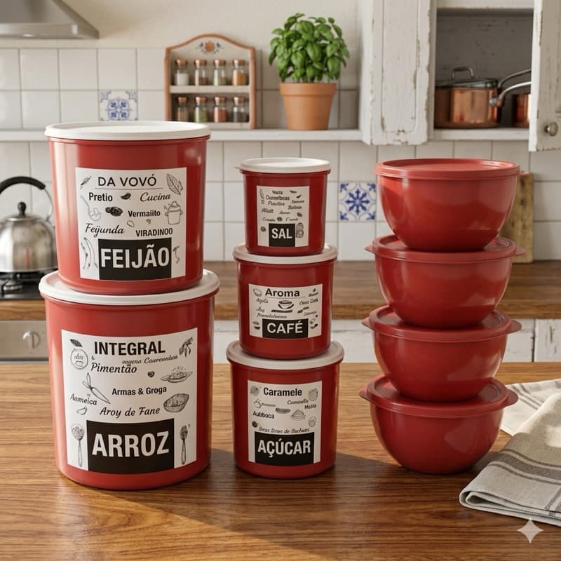 Kit Mantimento 5 Peças + 5 Saladeira de 1,4L