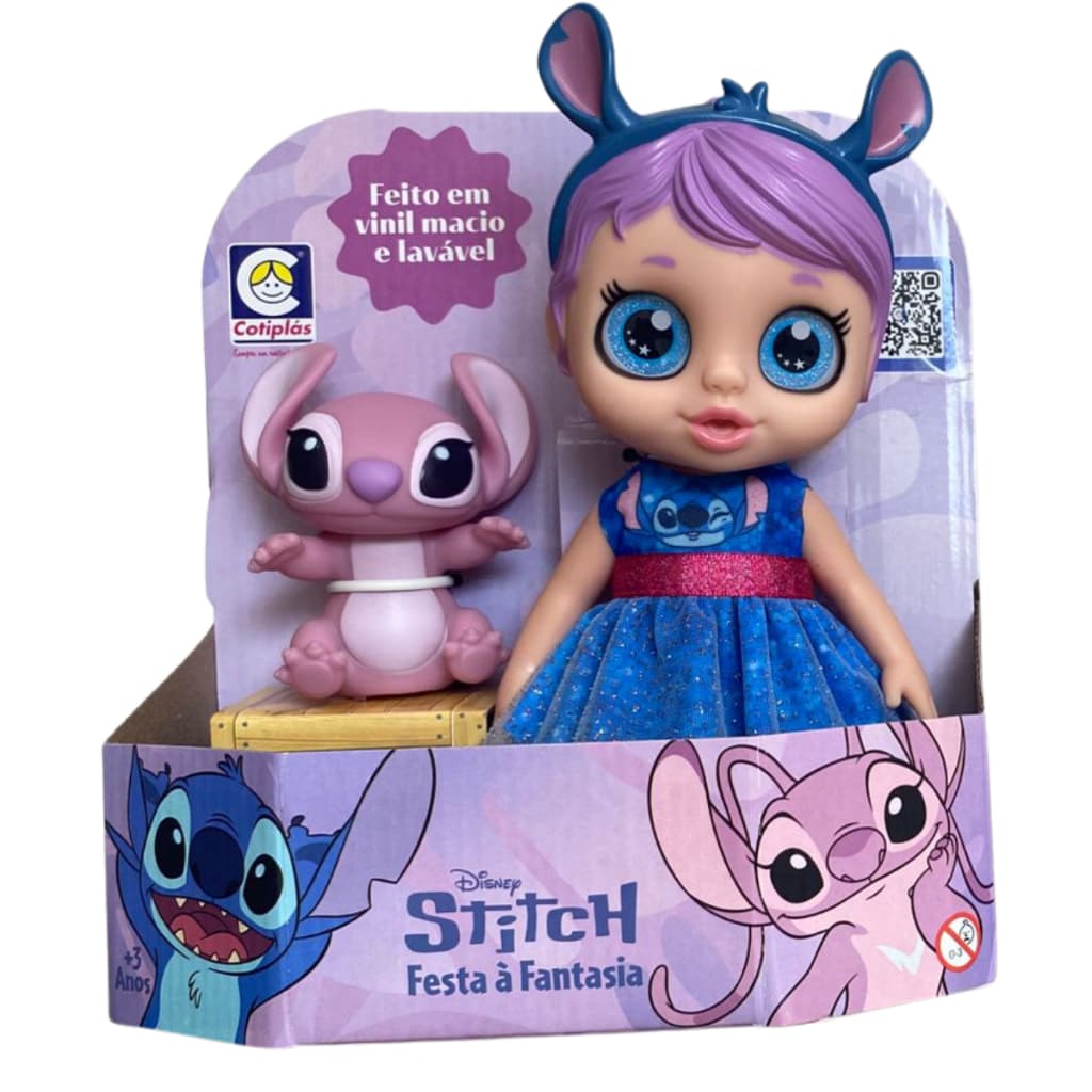 Kit Boneca E Boneco Angel Em Vinil Macio Disney Stitch Festa À Fantasia - Original