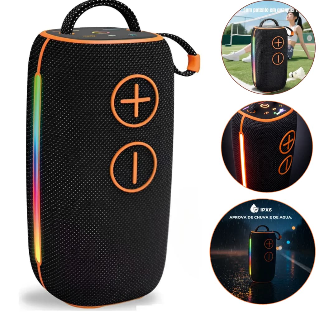 Caixa De Som Bluetooth Alta Potencia 100w Subwoofer Graves Potentes Bombox  Potatil e Radio FM, Luzes RGB, TWS